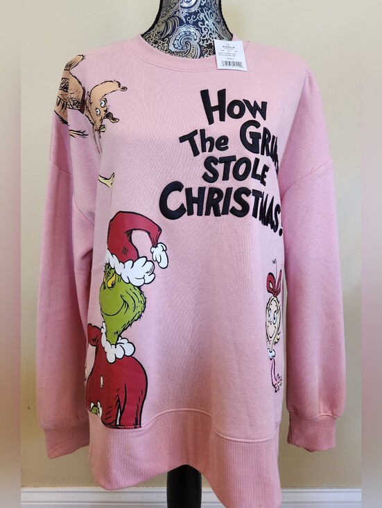 Kohl's Sweaters - Kohl's Dr Seuss How The Grinch Stole Christmas Sweatshirt Pink Women's Sz L NWT